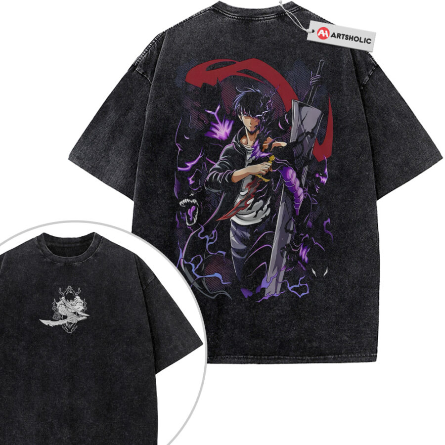 Alternative view of Sung Jinwoo Shirt, Solo Leveling Shirt, Anime Shirt, Vintage T-Shirt 2-Sided