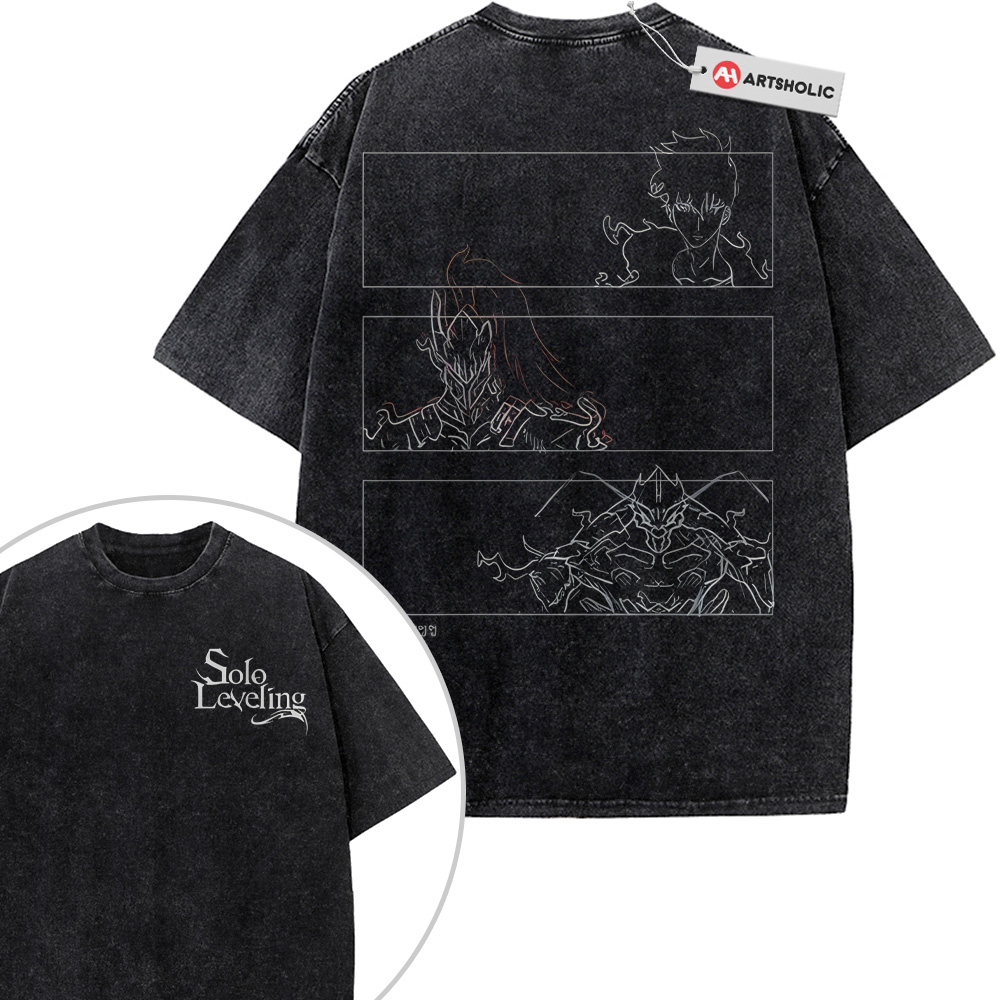 Sung Jinwoo Shirt, Solo Leveling Shirt, Anime Shirt, Vintage Tee 2-Sided