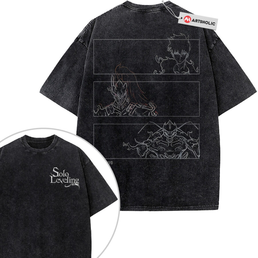 Alternative view of Sung Jinwoo Shirt, Solo Leveling Shirt, Anime Shirt, Vintage Tee 2-Sided