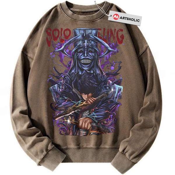 Alternative view of Sung Jinwoo Sweatshirt, Statue of God Sweatshirt, Solo Leveling Sweatshirt, Anime Sweatshirt, Vintage Sweatshirt