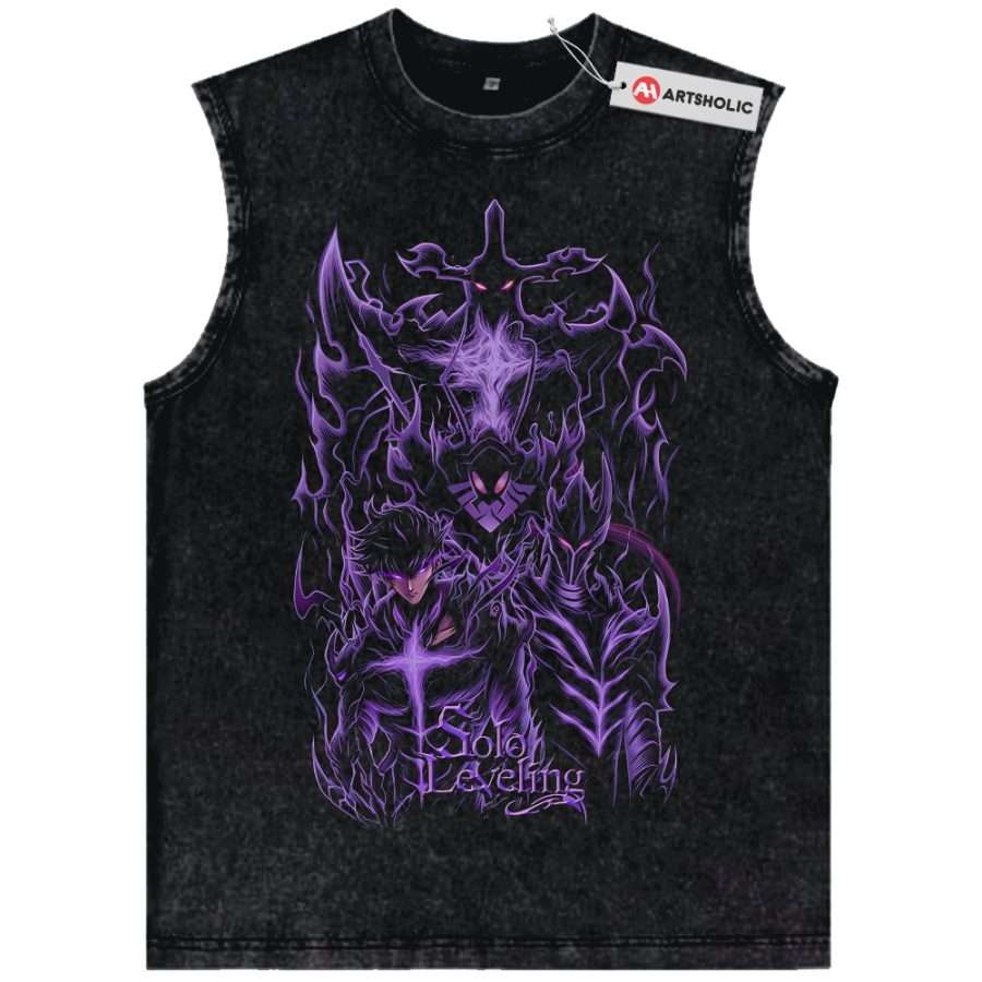 Alternative view of Sung Jinwoo Tank Top, Solo Leveling Tank Top, Anime Tank Top, Vintage Tank Top