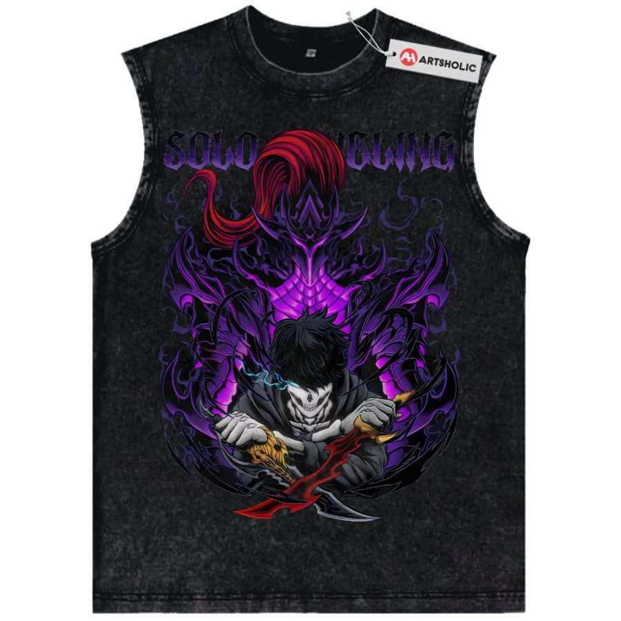Alternative view of Sung Jinwoo Tank Top, Solo Leveling Tank Top, Anime Tank Top, Vintage Tank Top
