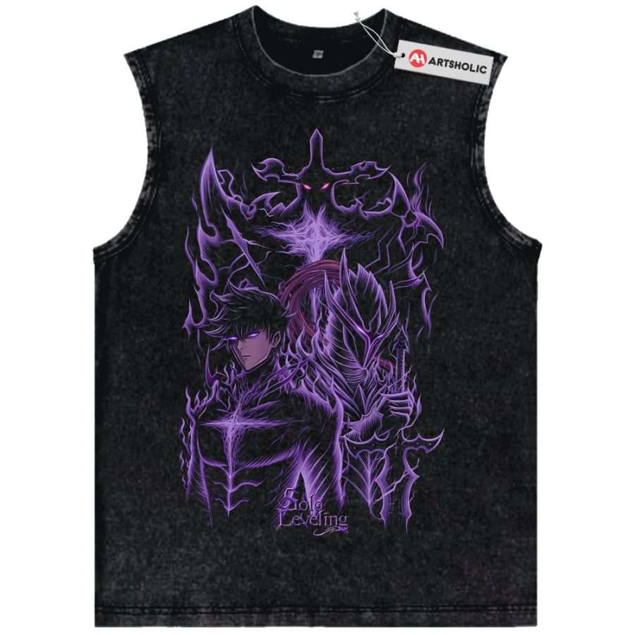 Alternative view of Sung Jinwoo Tank Top, Solo Leveling Tank Top, Anime Tank Top, Vintage Tank Top