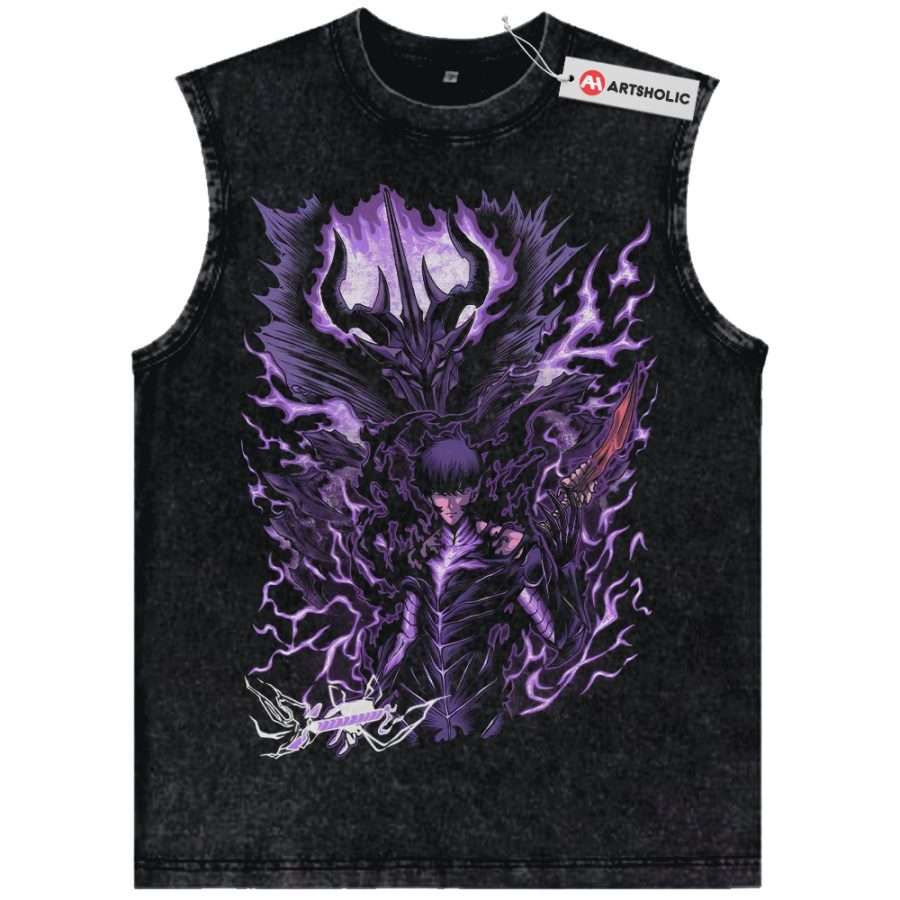 Alternative view of Sung Jinwoo Tank Top, Solo Leveling Tank Top, Anime Tank Top, Vintage Tank Top