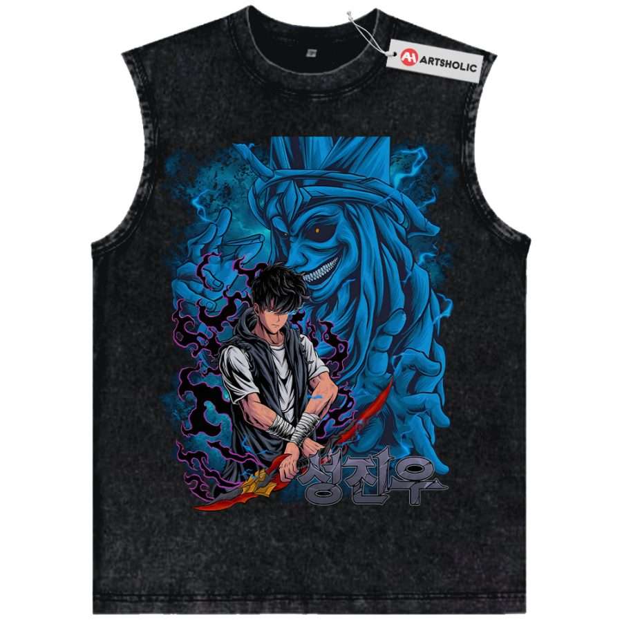 Alternative view of Sung Jinwoo Tank Top, Statue of God Tank Top, Solo Leveling Tank Top, Anime Tank Top, Vintage Tank Top