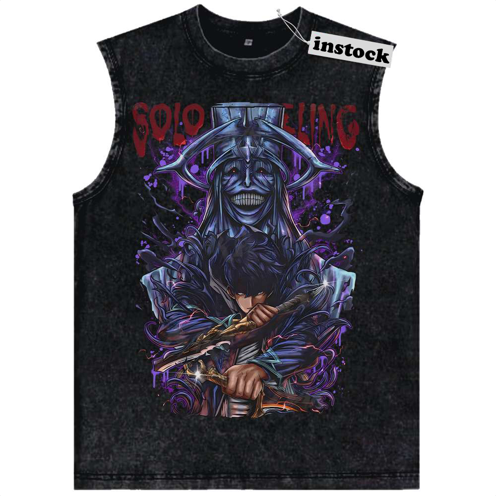 Sung Jinwoo Tank Top, Statue of God Tank Top, Solo Leveling Tank Top, Anime Tank Top, Vintage Tank Top