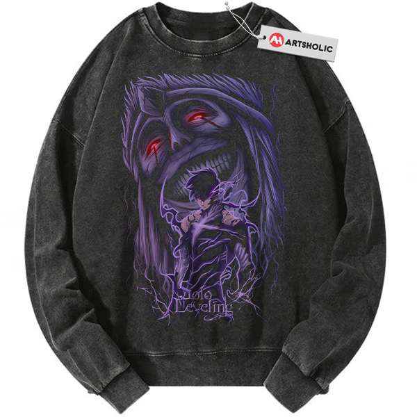 Sung Jinwoo vs Statue of God Sweatshirt, Solo Leveling Sweatshirt, Anime Sweatshirt, Vintage Sweatshirt