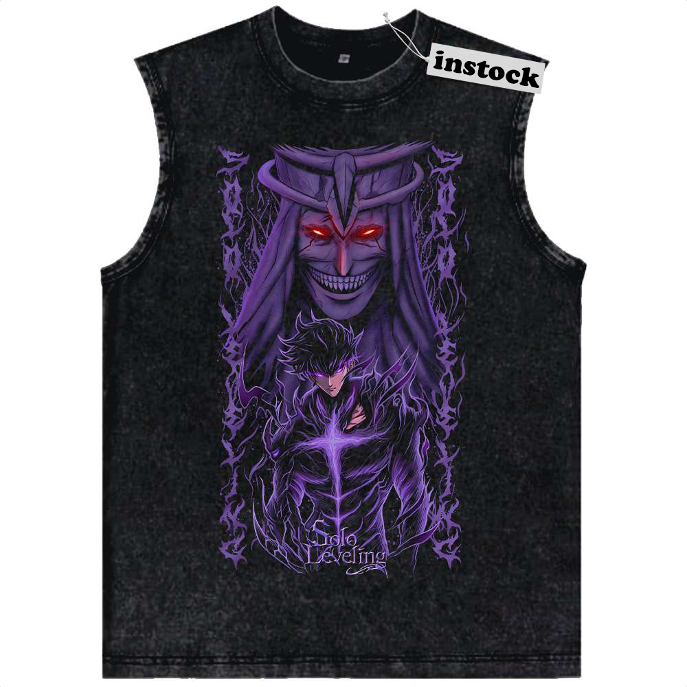 Sung Jinwoo vs Statue of God Tank Top, Solo Leveling Tank Top, Anime Tank Top, Vintage Tank Top