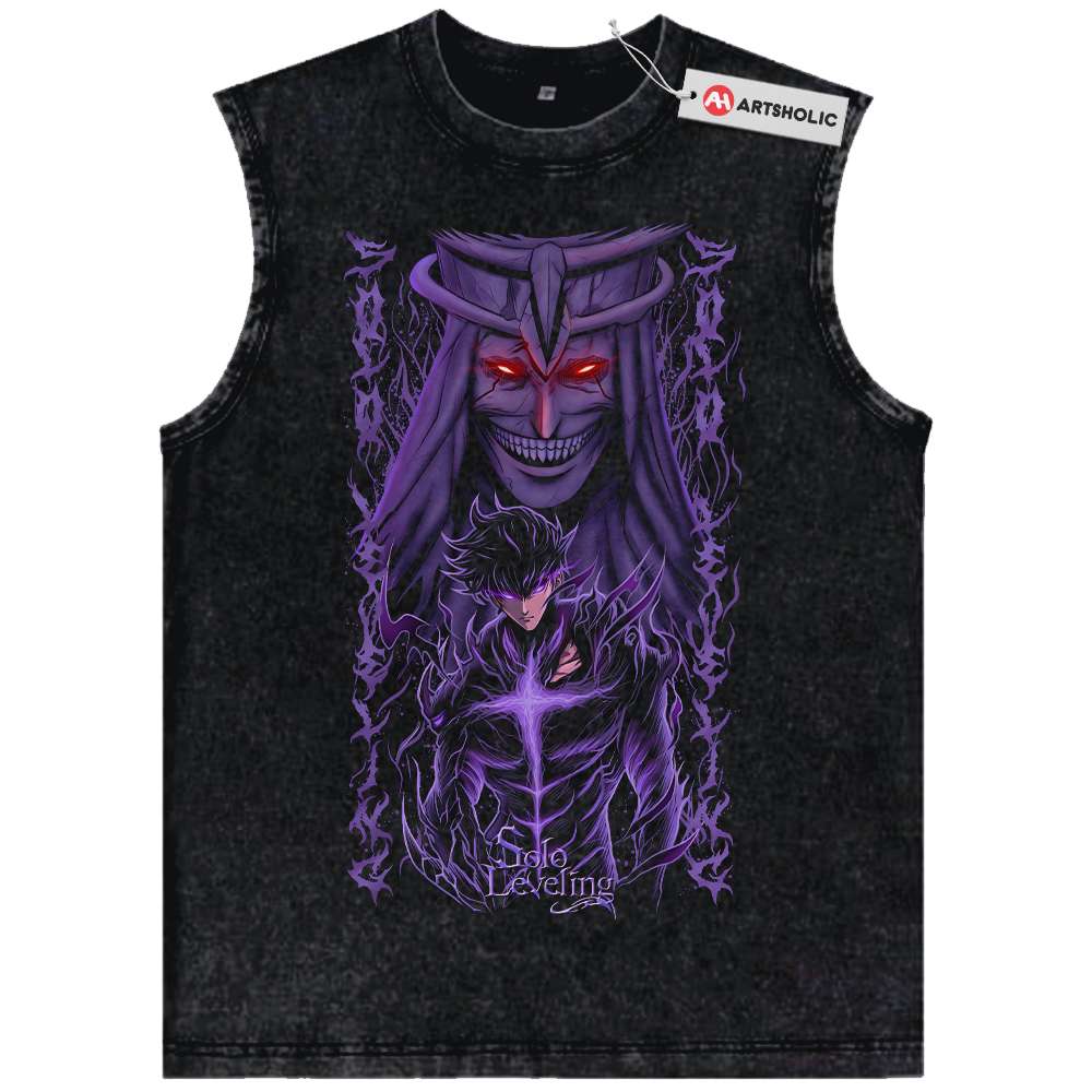 Sung Jinwoo vs Statue of God Tank Top, Solo Leveling Tank Top, Anime Tank Top, Vintage Tank Top