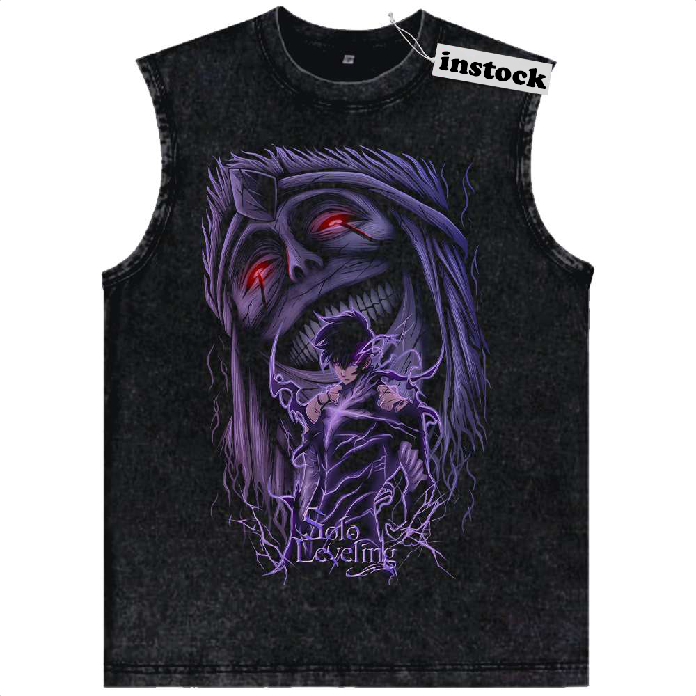 Sung Jinwoo vs Statue of God Tank Top, Solo Leveling Tank Top, Anime Tank Top, Vintage Tank Top