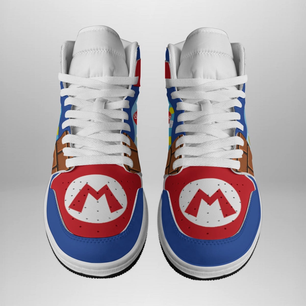 Alternative view of Super Mario Bros Shonen Custom Sneaker Mid 1 Basketball Shoes - Retro Video Game Sneakers for Gamers - Otaku Hall
