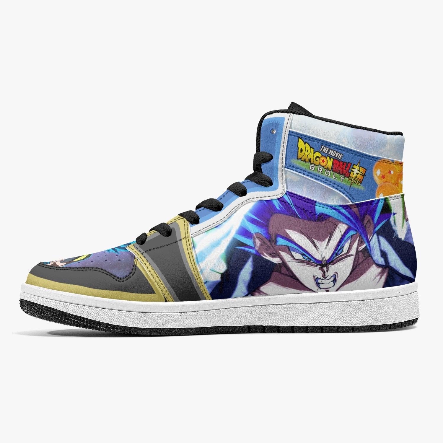 Alternative view of Super Saiyan Blue Gogeta Dragon Ball Super Broly Custom Sneaker Mid 1 Basketball Shoes - Otaku Hall