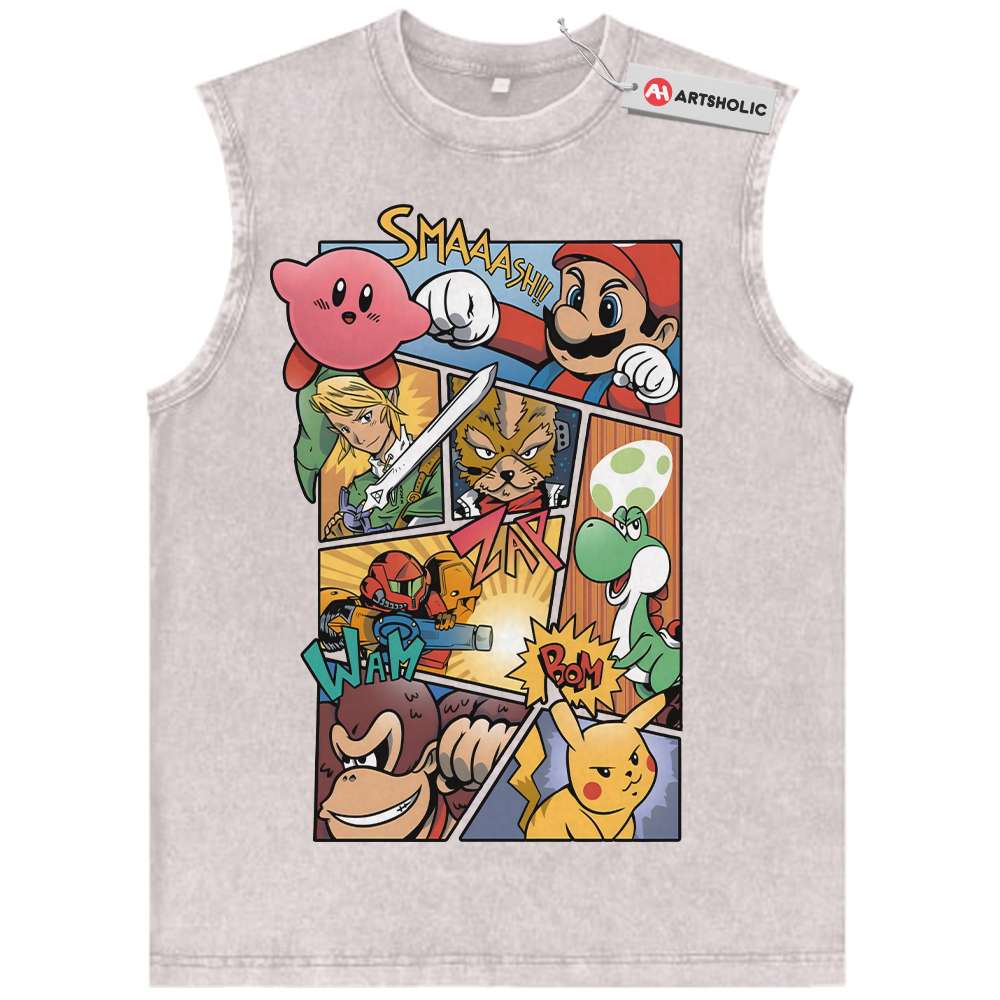 Alternative view of Super Smash Bros Tank Top, Game Tank Top, Vintage Tank Top