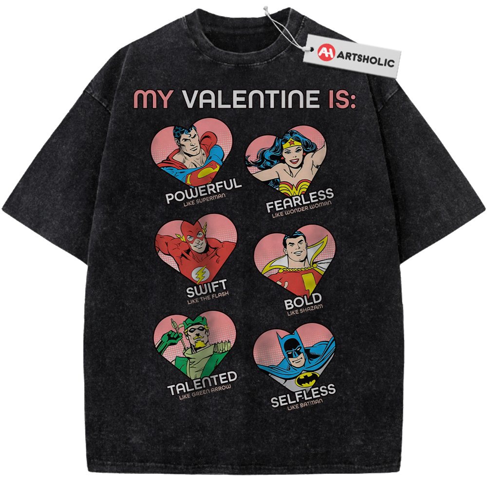 Alternative view of Superman Shirt, Wonder Woman Shirt, The Flash Shirt, Shazam Shirt, Valentine's Day Shirt, Comic Shirt, Vintage Tee