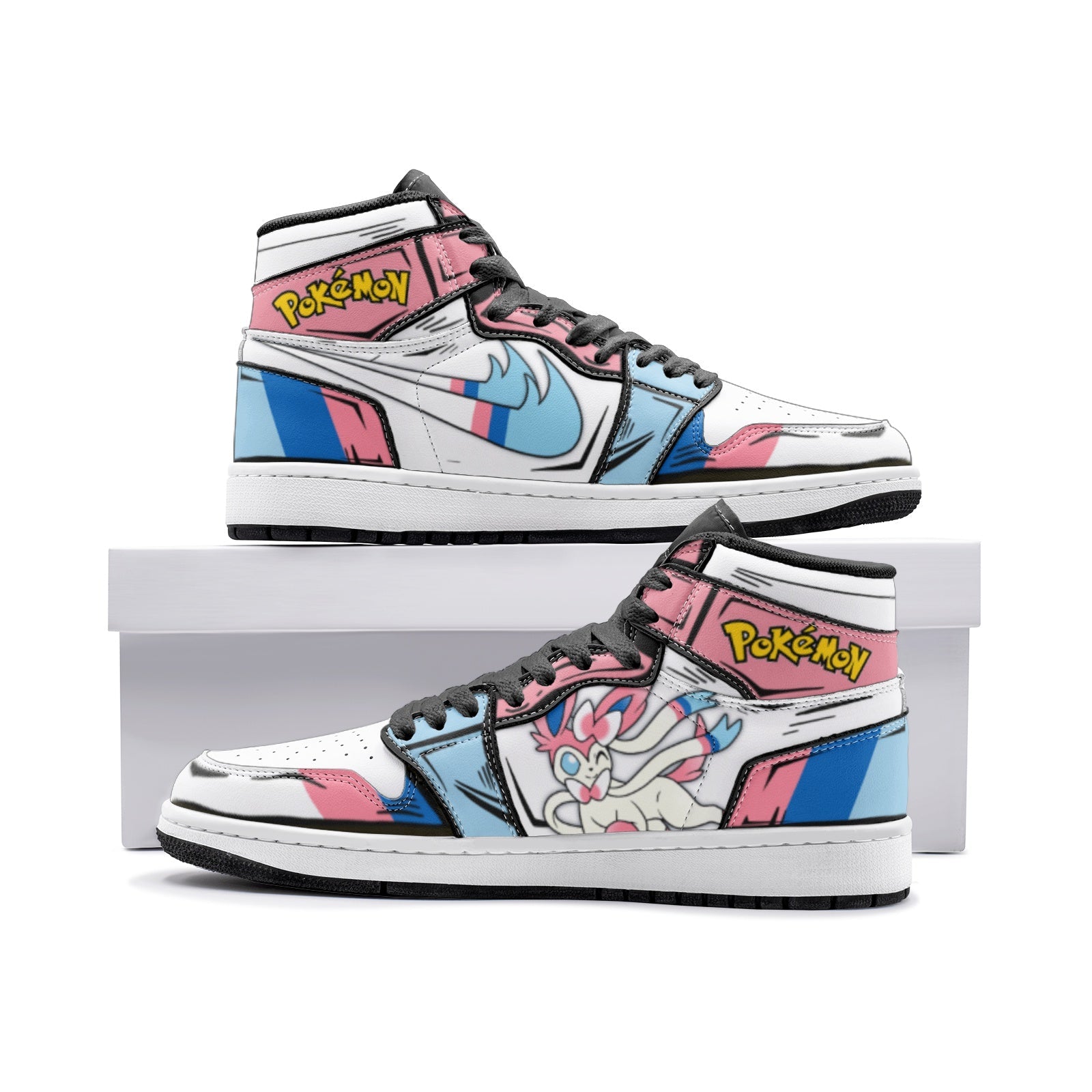 Sylveon Pokemon 2 Custom Sneaker Mid 1 Basketball Shoes - Otaku Hall