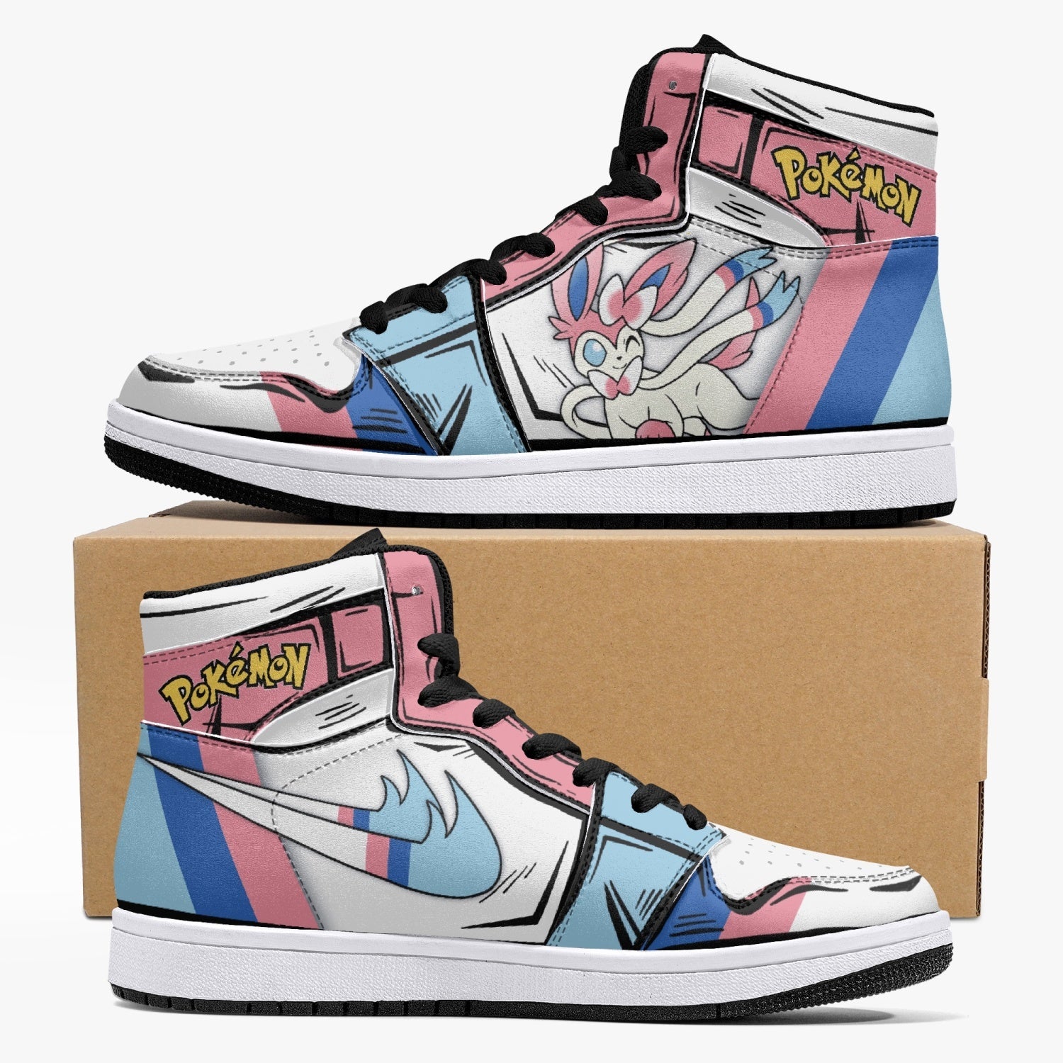 Sylveon Pokemon Custom Sneaker Mid 1 Basketball Shoes - Otaku Hall
