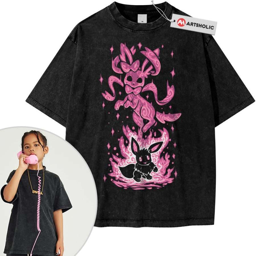 Alternative view of Sylveon Shirt For Kids, Eevee Shirt For Kids, Pokemon Shirt For Kids, Anime Shirt For Kids, Vintage Tee For Kids