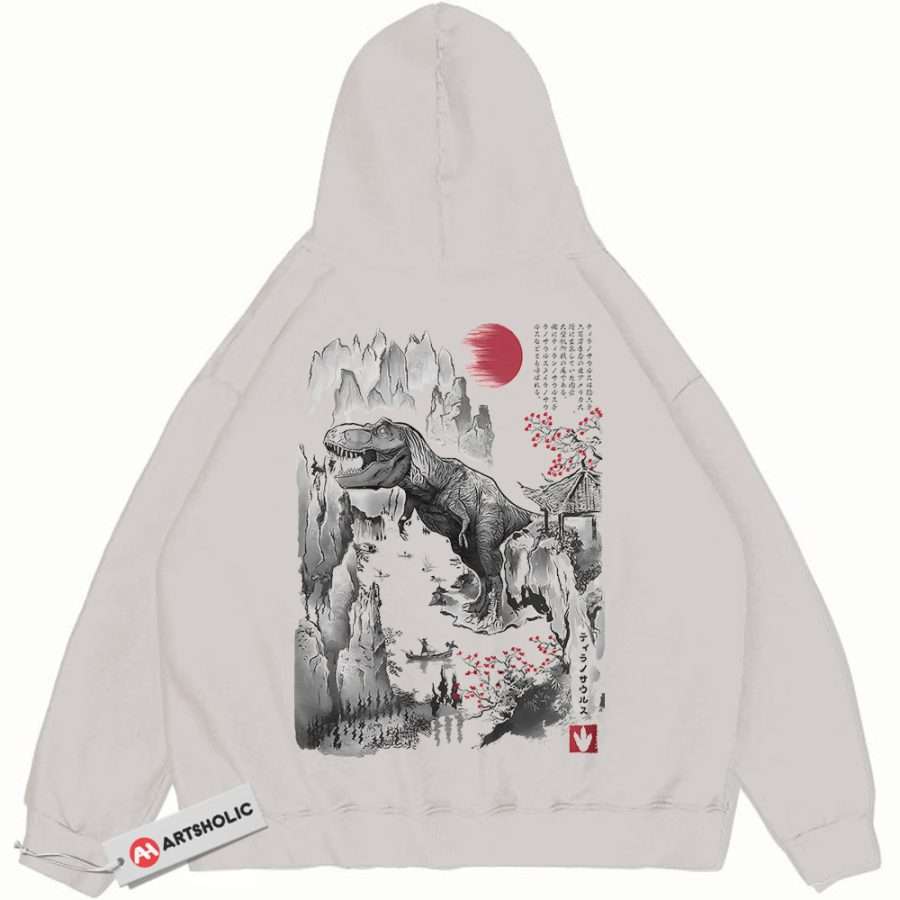 Alternative view of T-Rex Hoodie, Jurassic Park Hoodie, Movie Hoodie, Vintage Hoodie