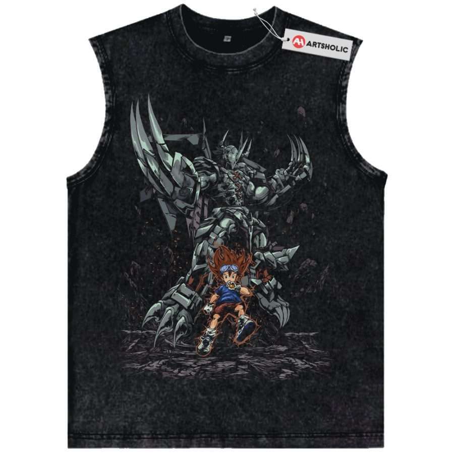 Alternative view of Taichi Kamiya vs WarGreymon Tank Top, Digimon Adventure Tank Top, Anime Tank Top, Vintage Tank Top