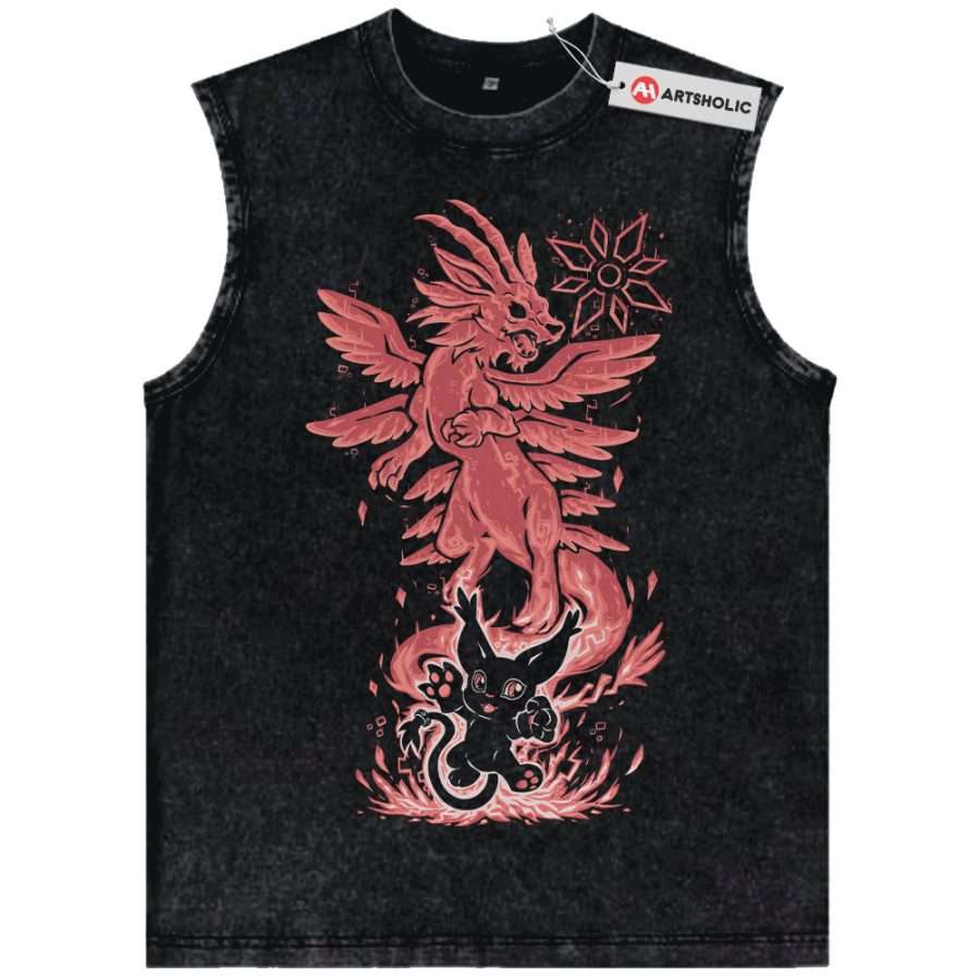 Alternative view of Tailmon Tank Top, Digimon Adventure Tank Top, Anime Tank Top, Vintage Tank Top