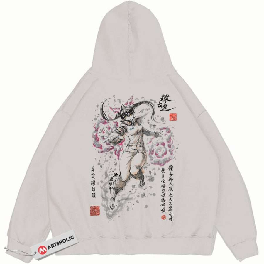 Alternative view of Tamaki Kotatsu Hoodie, Fire Force Hoodie, Anime Hoodie, Vintage Hoodie