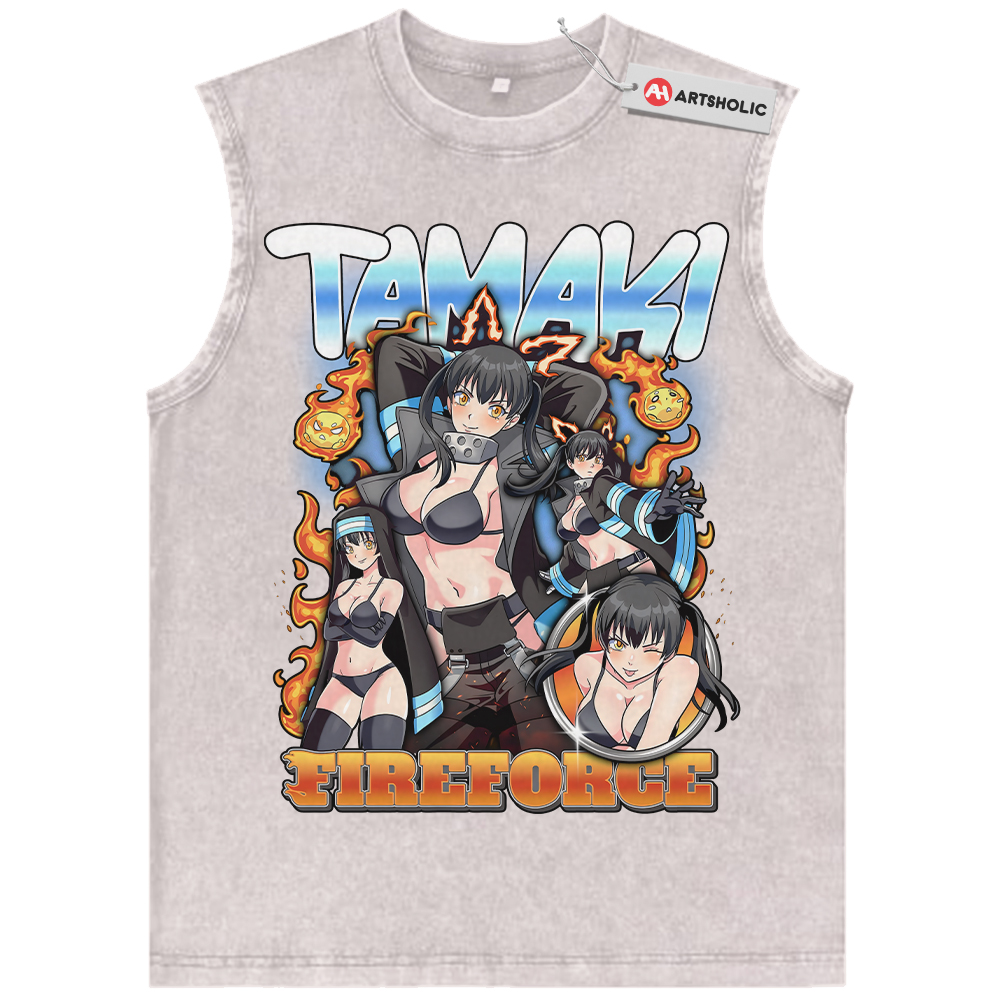 Alternative view of Tamaki Kotatsu Tank Top, Fire Force Tank Top, Anime Tank Top, Vintage Tank Top