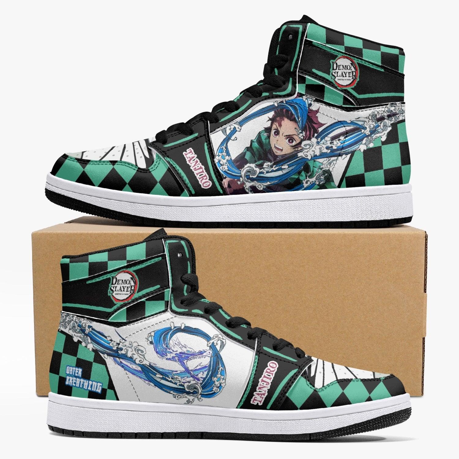 Tanjiro Kamado Demon Slayer V2 Custom Sneaker Mid 1 Basketball Shoes - Otaku Hall