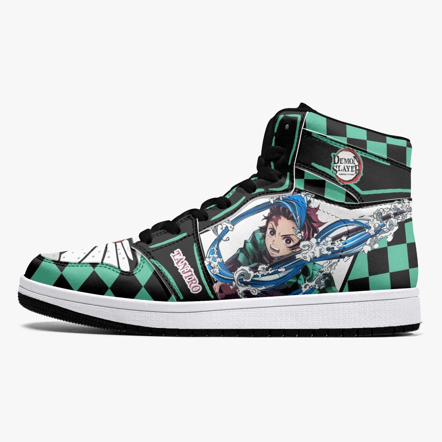 Alternative view of Tanjiro Kamado Demon Slayer V2 Custom Sneaker Mid 1 Basketball Shoes - Otaku Hall