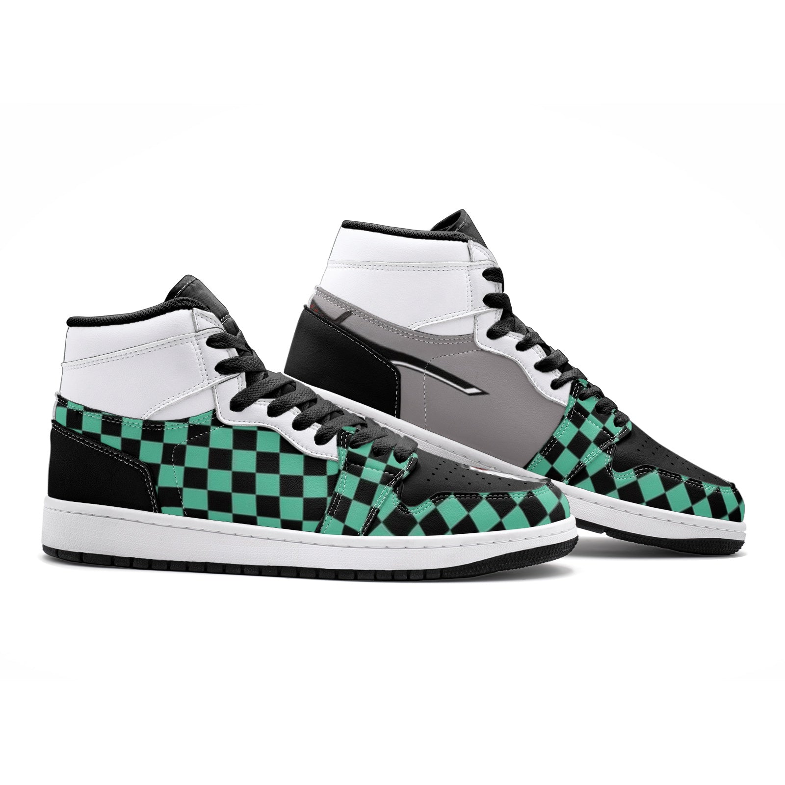 Alternative view of Tanjiro Kamado Demon Slayer V3 Custom Sneaker Mid 1 Basketball Shoes - Otaku Hall