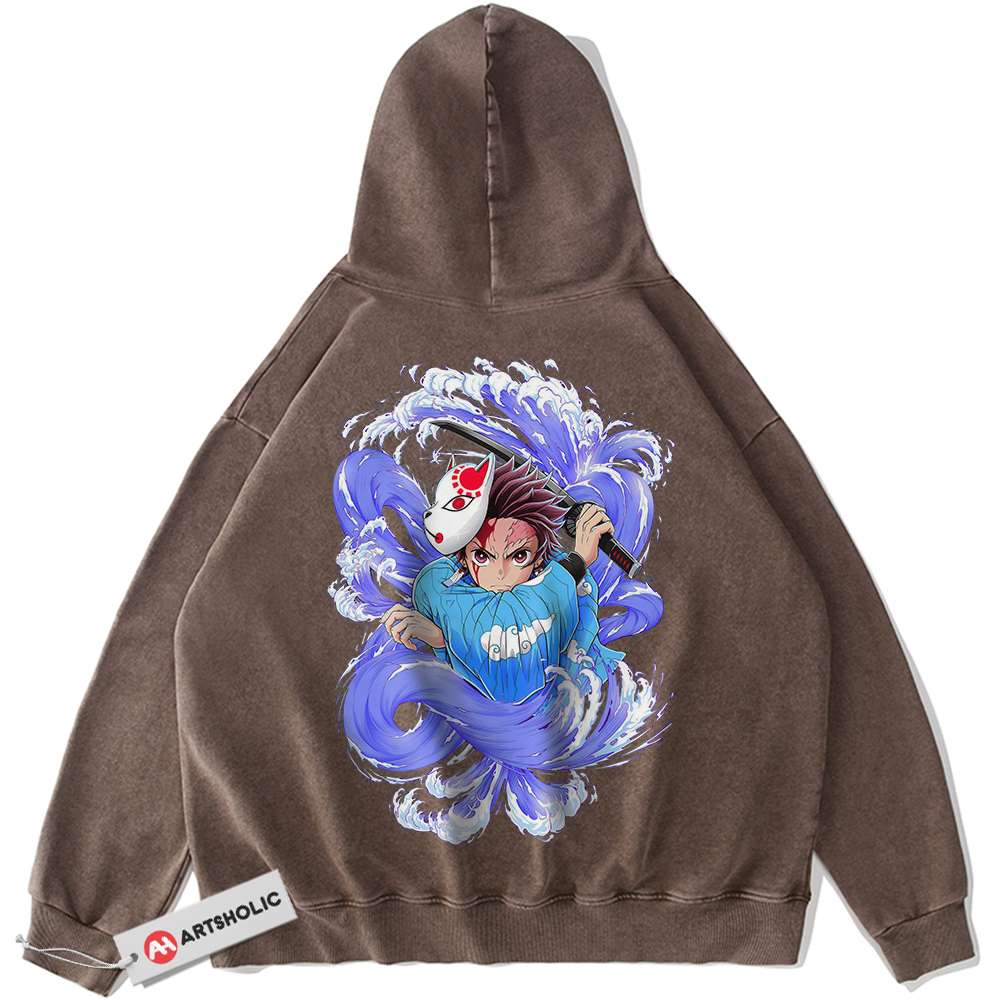 Alternative view of Tanjiro Kamado Hoodie, Demon Slayer Hoodie, Anime Hoodie, Vintage Hoodie