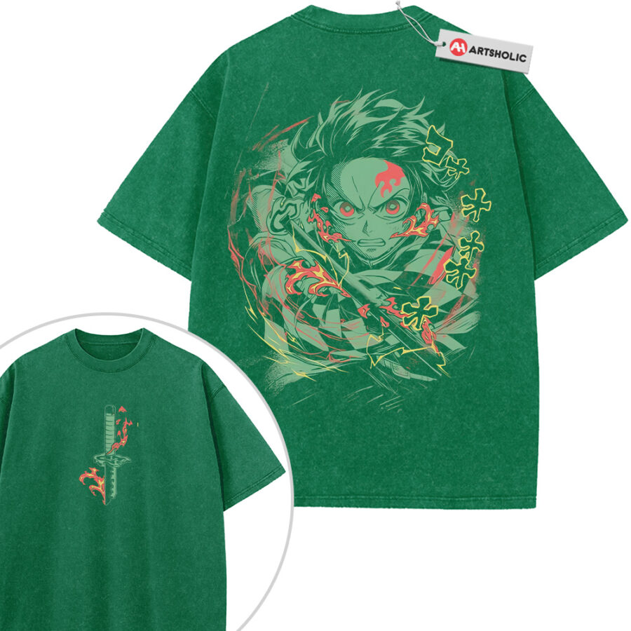 Alternative view of Tanjiro Kamado Shirt, Demon Slayer Shirt, Anime Shirt, Vintage T-Shirt 2-Sided