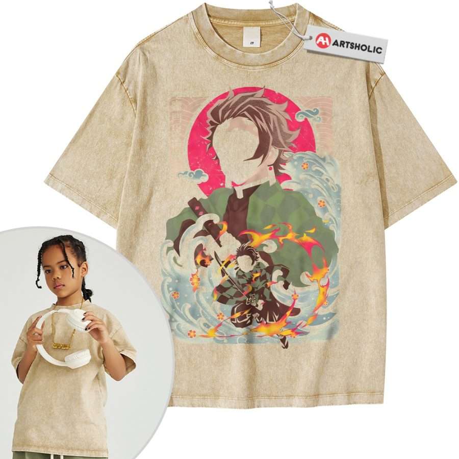 Alternative view of Tanjiro Kamado Shirt For Kids, Demon Slayer Shirt For Kids, Anime Shirt For Kids, Vintage T-Shirt For Kids