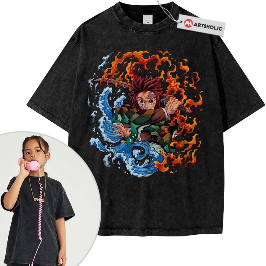 Alternative view of Tanjiro Kamado Shirt For Kids, Demon Slayer Shirt For Kids, Anime Shirt For Kids, Vintage T-Shirt For Kids