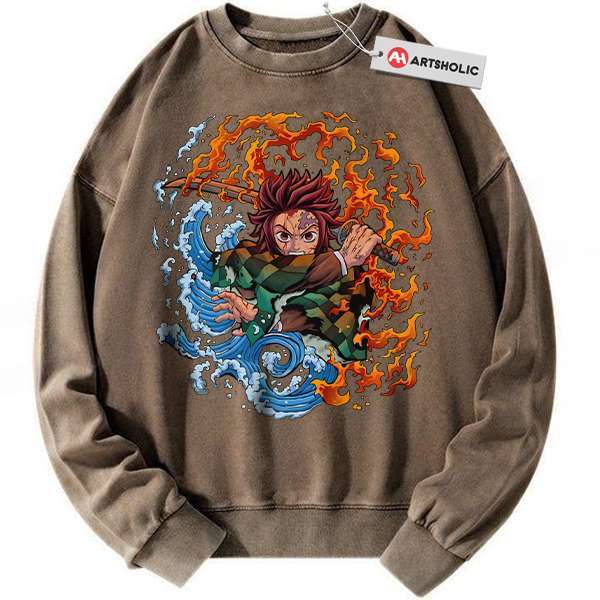 Alternative view of Tanjiro Kamado Sweatshirt, Demon Slayer Sweatshirt, Anime Sweatshirt, Vintage Sweatshirt