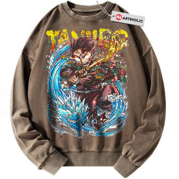Alternative view of Tanjiro Kamado Sweatshirt, Demon Slayer Sweatshirt, Anime Sweatshirt, Vintage Sweatshirt
