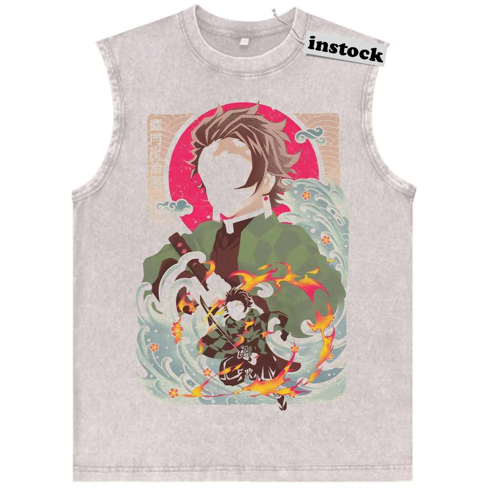 Tanjiro Kamado Tank Top, Demon Slayer Tank Top, Anime Tank Top, Vintage Tank Top