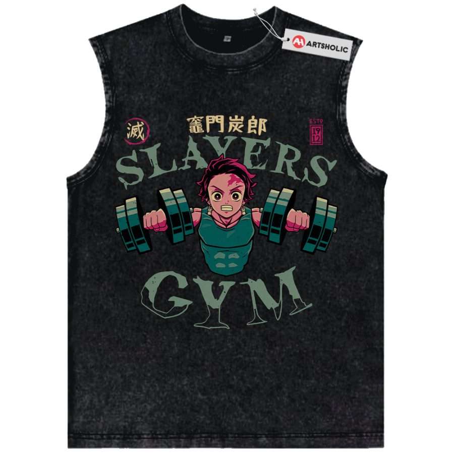 Alternative view of Tanjiro Kamado Tank Top, Demon Slayer Tank Top, Anime Tank Top, Vintage Tank Top