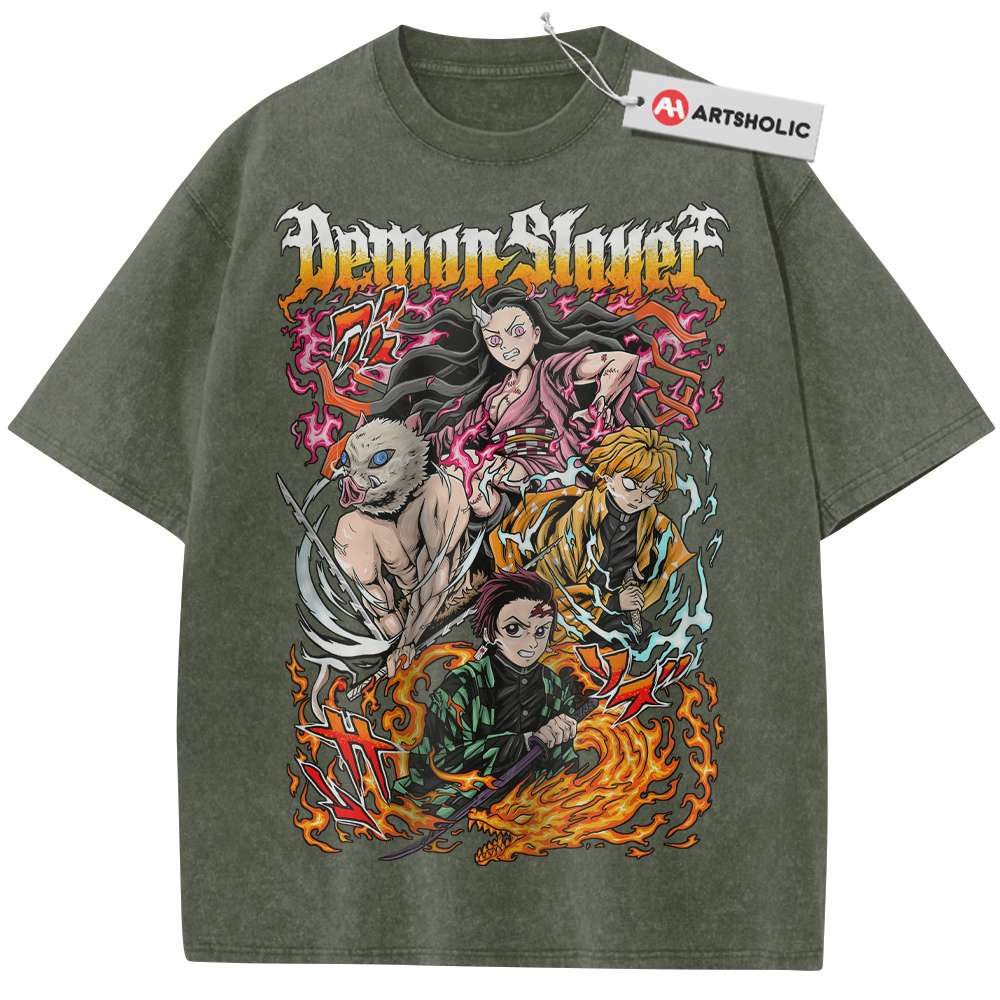Alternative view of Tanjiro Shirt, Nezuko Shirt, Inosuke Shirt, Zenitsu Shirt, Demon Slayer Shirt, Anime Shirt, Vintage Tee