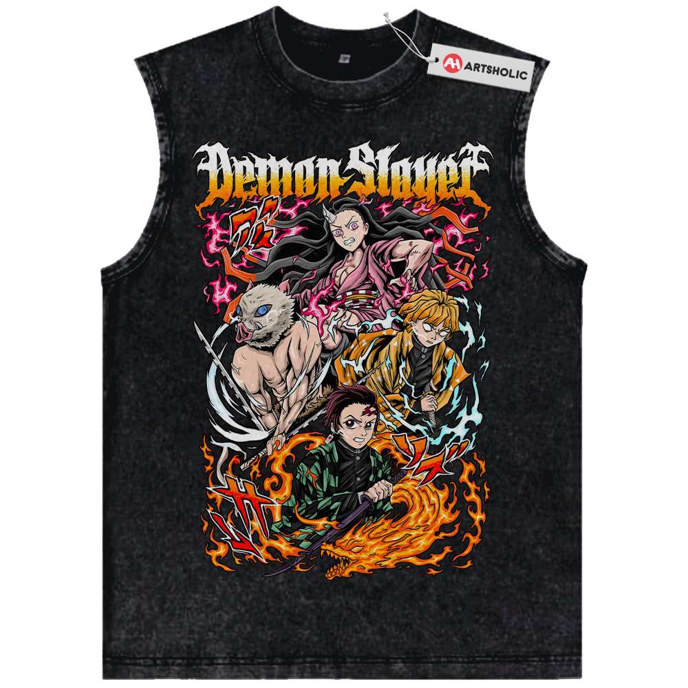 Tanjiro Tank Top, Nezuko Tank Top, Inosuke Tank Top, Zenitsu Tank Top, Demon Slayer Tank Top, Anime Tank Top, Vintage Tank Top