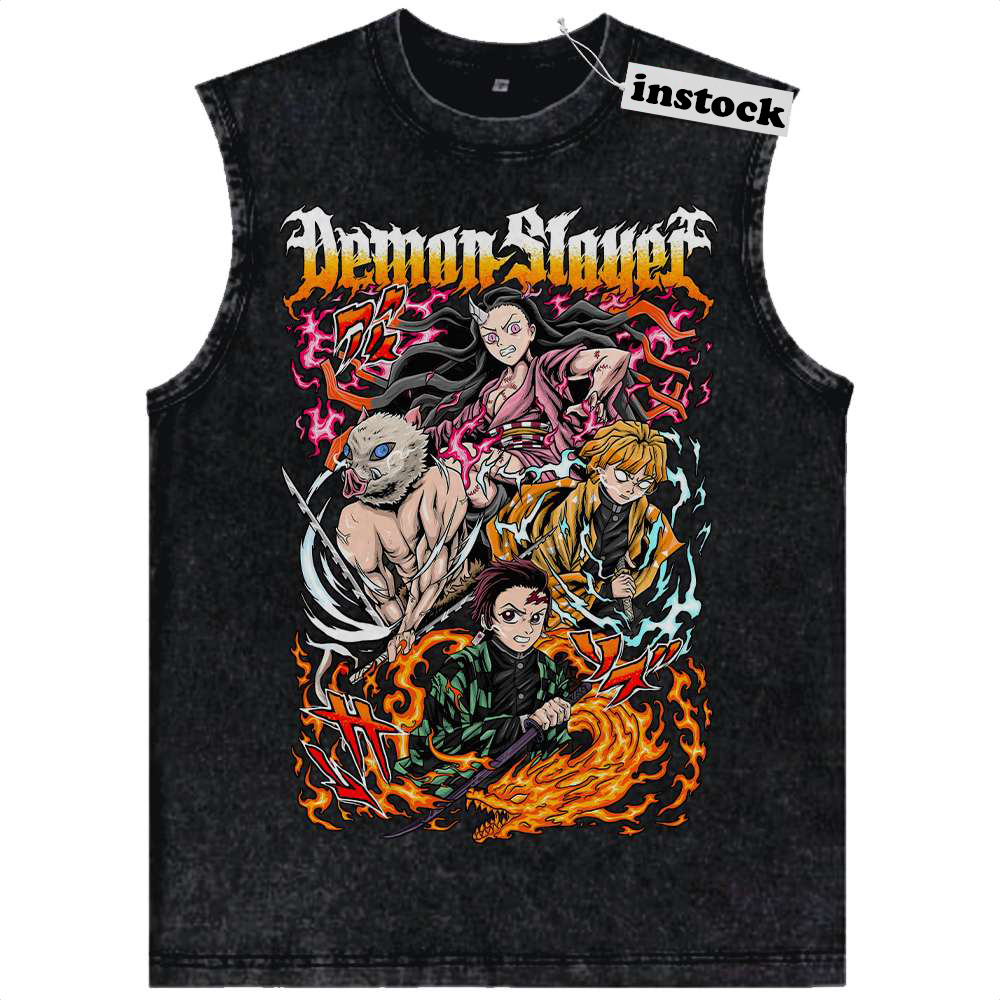 Tanjiro Tank Top, Nezuko Tank Top, Inosuke Tank Top, Zenitsu Tank Top, Demon Slayer Tank Top, Anime Tank Top, Vintage Tank Top