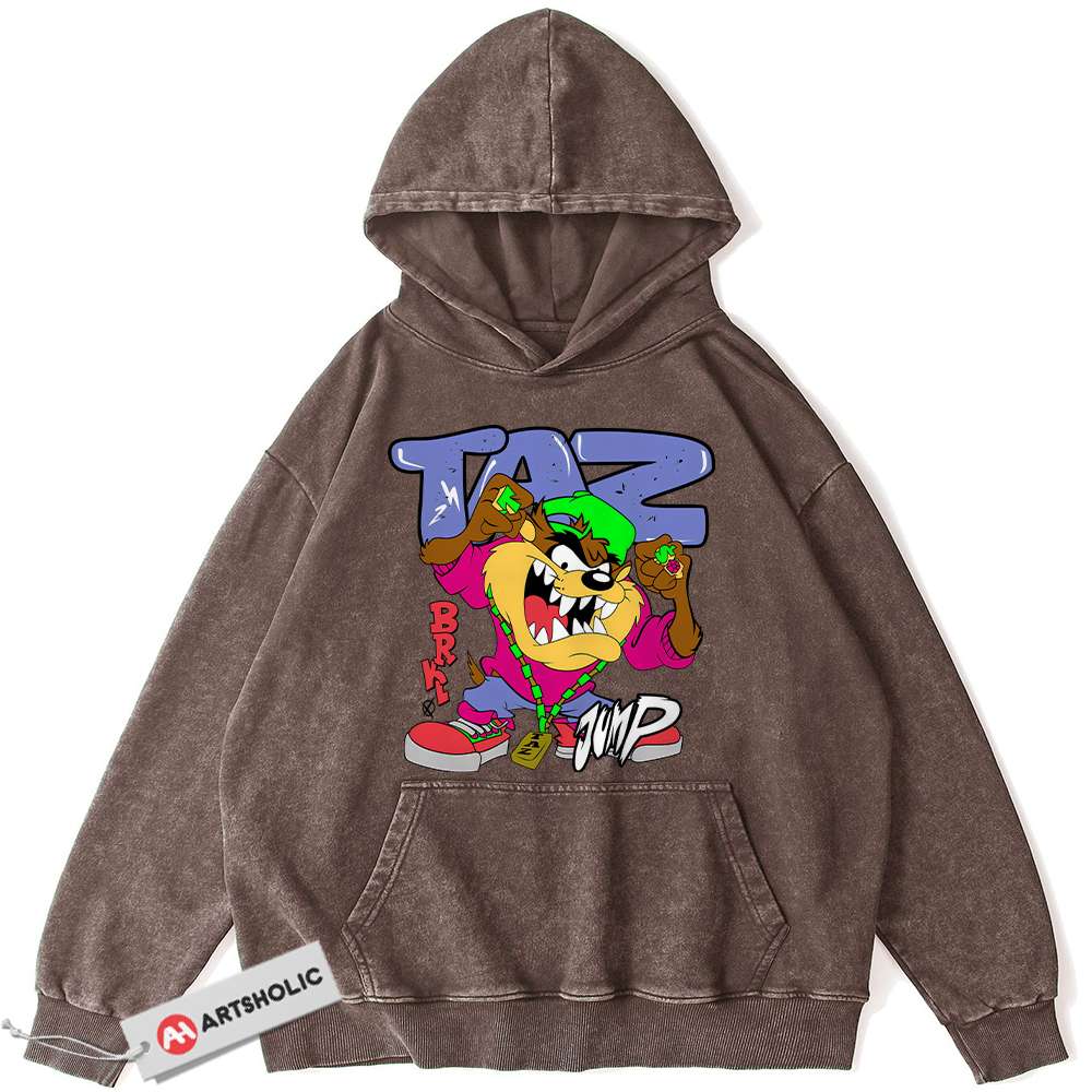 Alternative view of Tasmanian Devil Hoodie, Looney Tunes Hoodie, Cartoon Hoodie, Vintage Hoodie