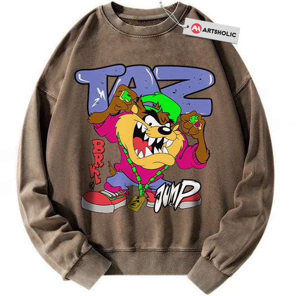 Alternative view of Tasmanian Devil Sweatshirt, Looney Tunes Sweatshirt, Cartoon Sweatshirt, Vintage Sweater