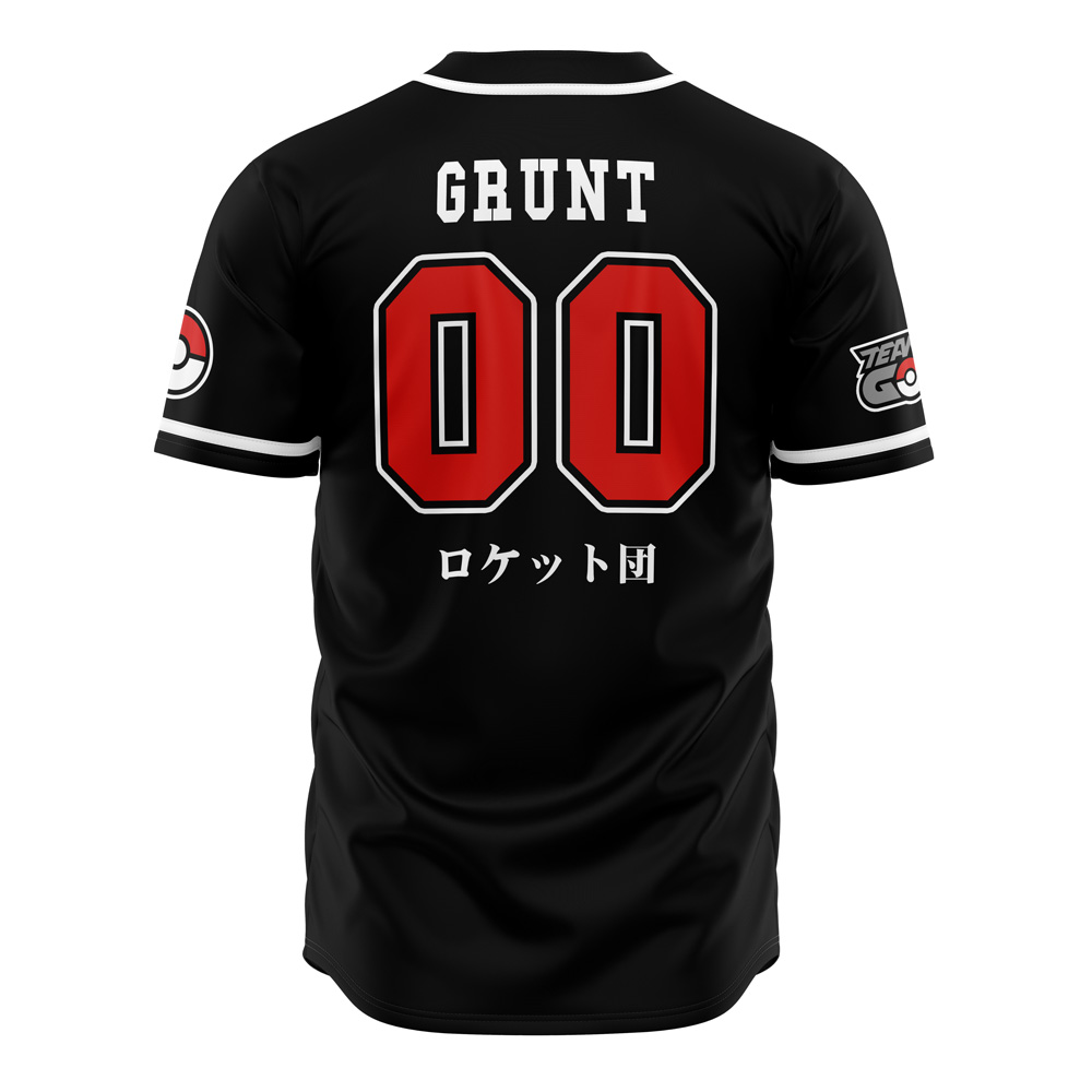 Alternative view of Team Rocket Grunt Black Pokemon Custom Baseball Jersey - Otaku Hall