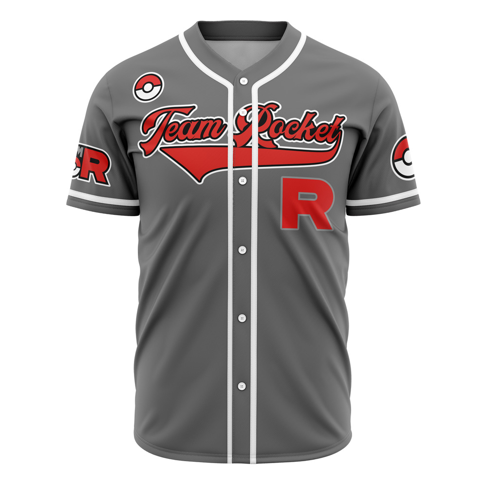 Team Rocket Grunt Gray Pokemon Custom Baseball Jersey - Otaku Hall