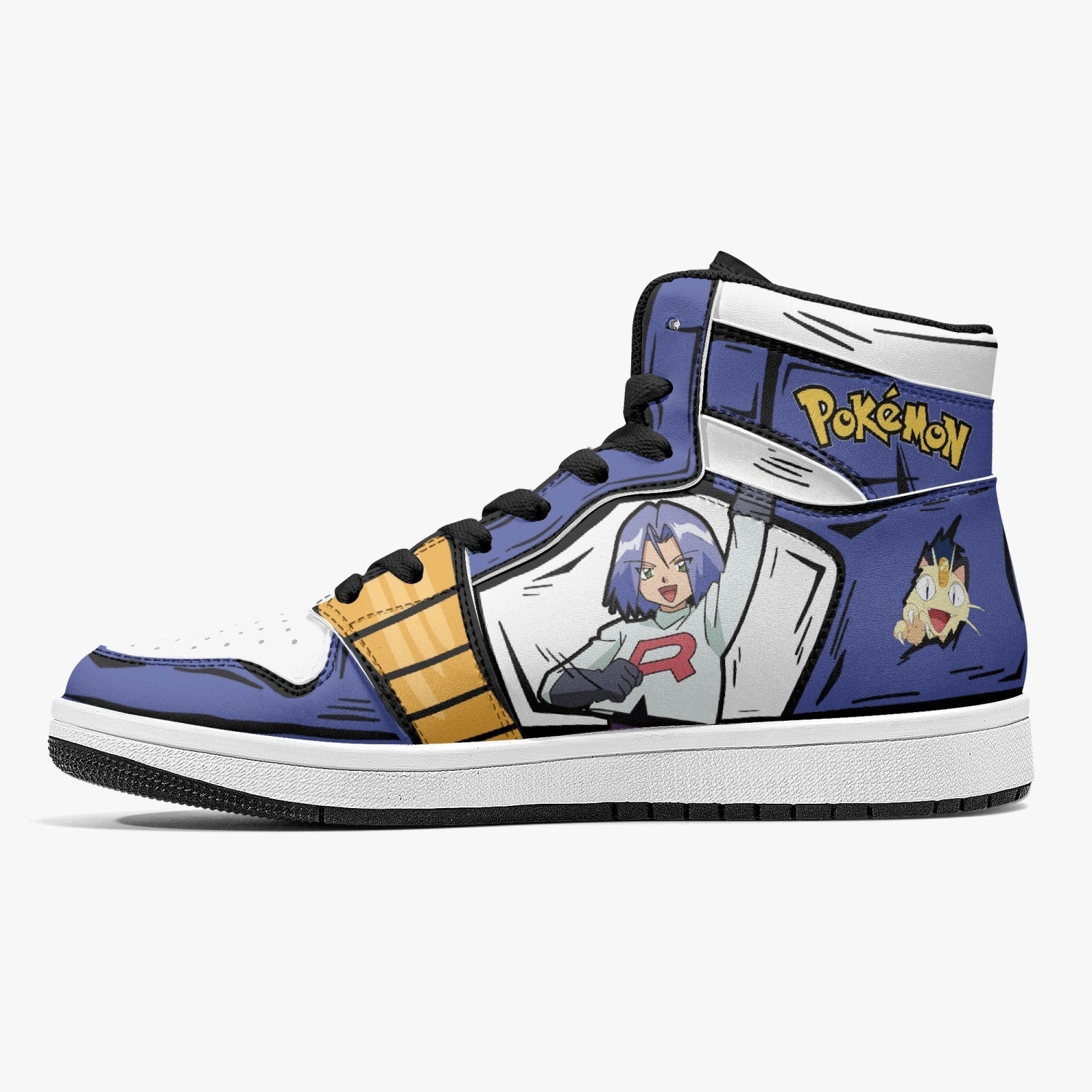 Alternative view of Team Rocket Pokemon Custom Sneaker Mid 1 Basketball Shoes - Otaku Hall