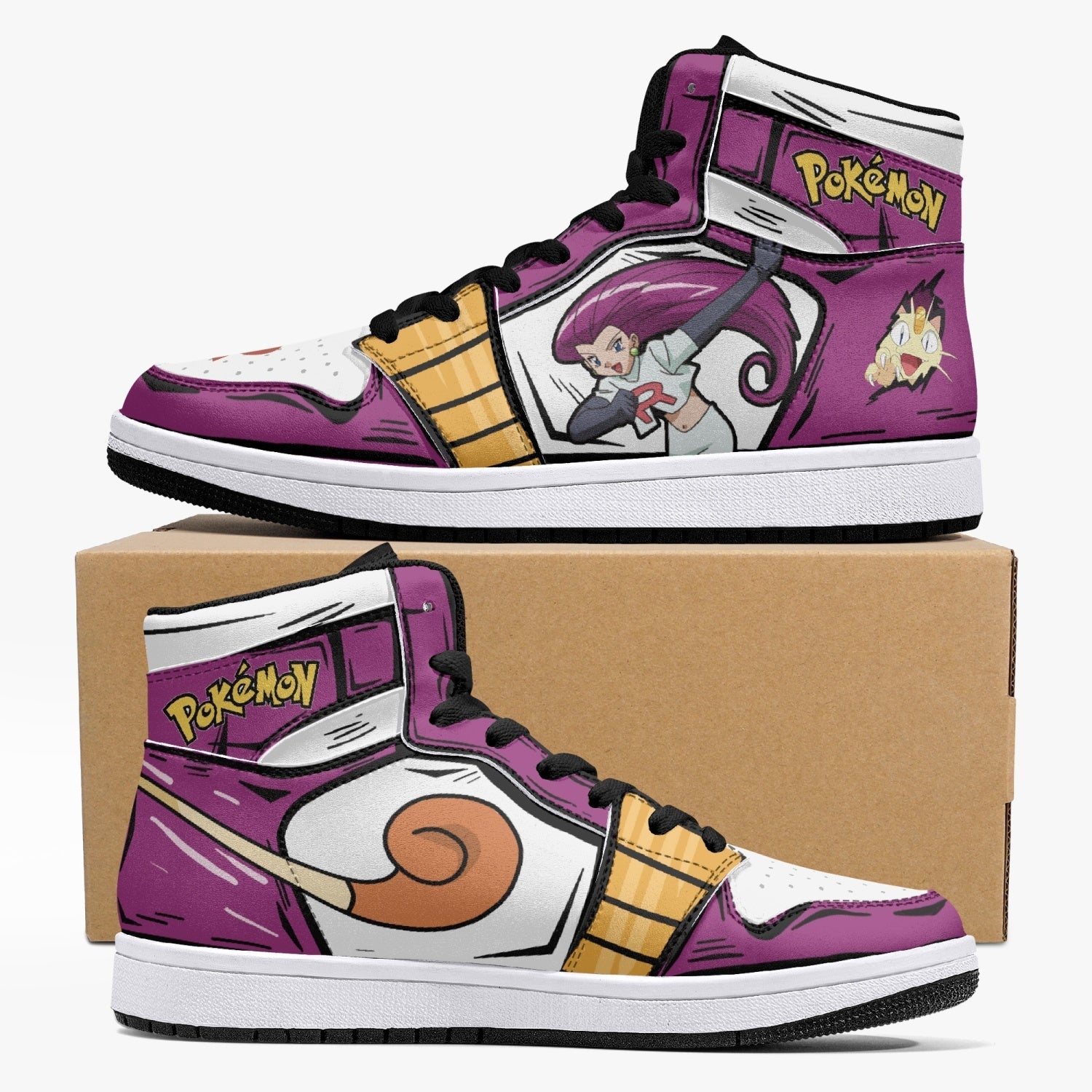 Team Rocket Pokemon Custom Sneaker Mid 1 Basketball Shoes - Otaku Hall