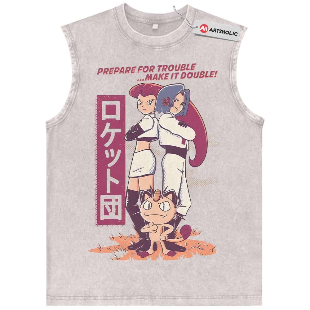 Alternative view of Team Rocket Tank Top, Pokemon Tank Top, Anime Tank Top, Vintage Tank Top