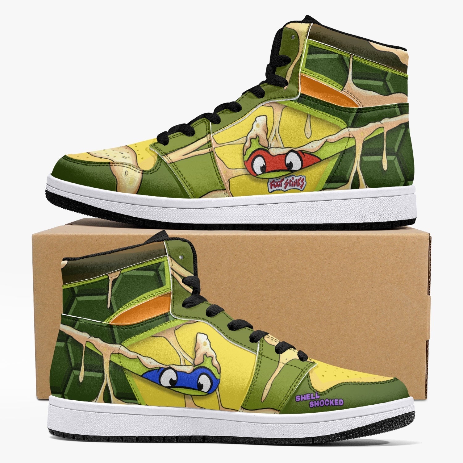 Teenage Mutant Ninja Turtles Custom Sneaker Mid 1 Basketball Shoes - Otaku Hall
