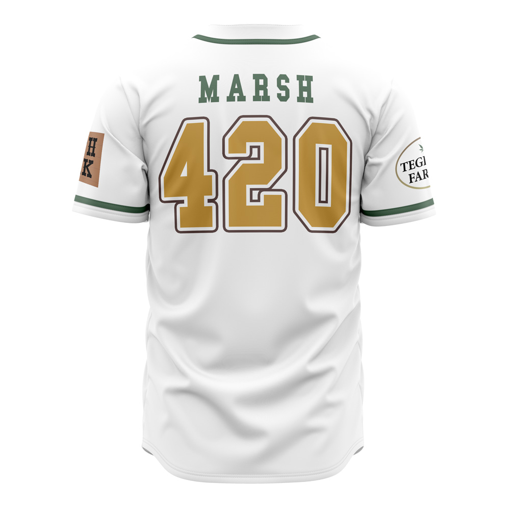 Alternative view of Tegridy Farms Marsh South Park Custom Baseball Jersey - Otaku Hall