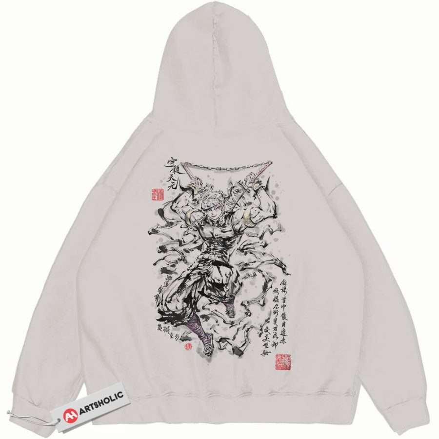 Alternative view of Tengen Uzui Hoodie, Demon Slayer Hoodie, Anime Hoodie, Vintage Hoodie